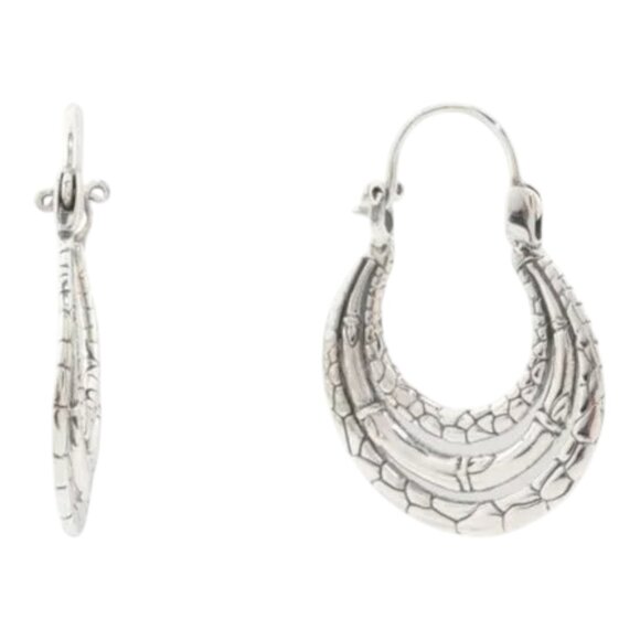 ANNIKA WITT Jewelry - ANNIKA WITT  Bali Sterling Silver Triple Row Textured Hoop Earrings